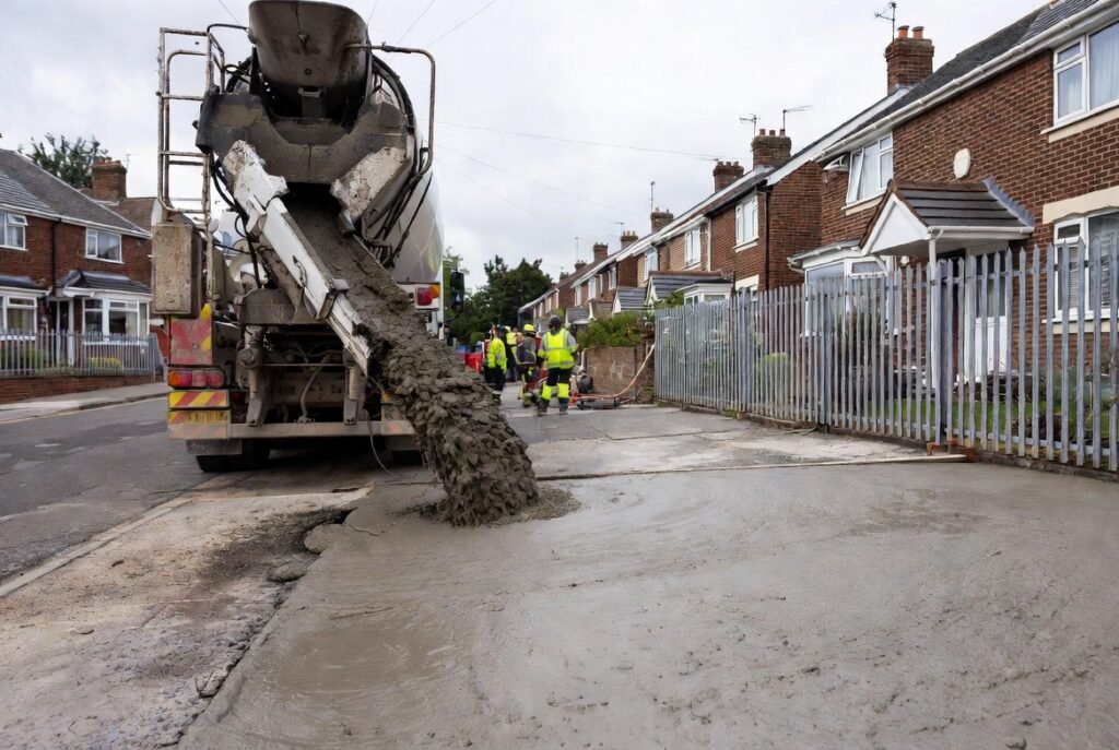 Concrete driveway installation in progress – concrete contractors near me