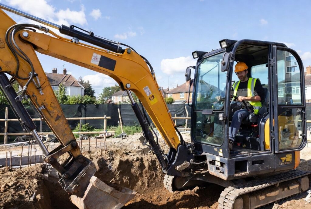 Excavation contractors Purley CR8 digging foundations with mini digger