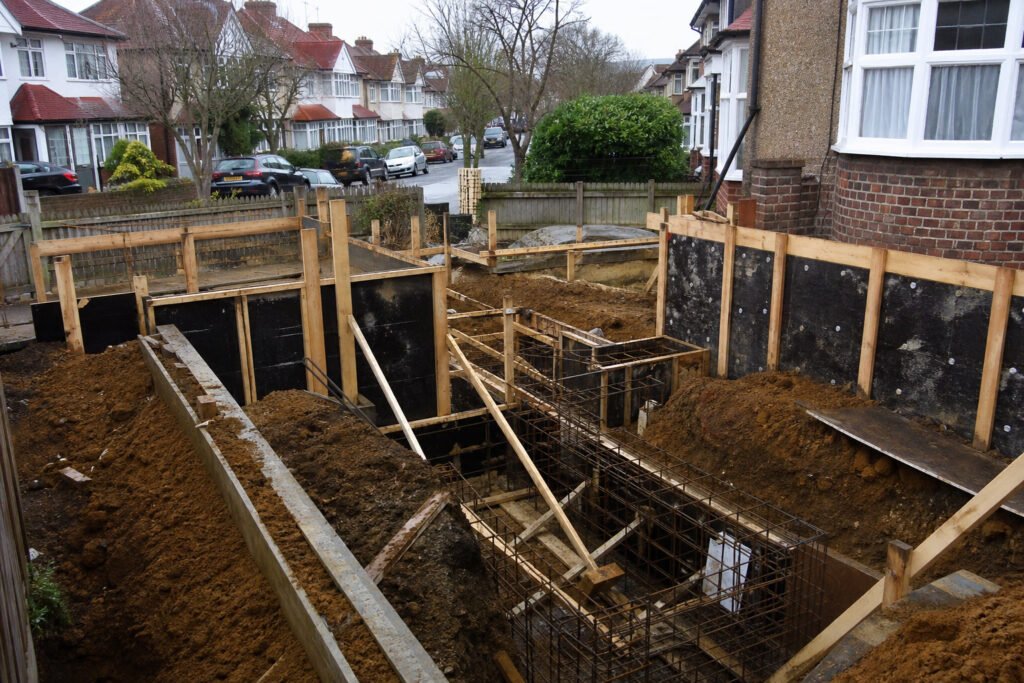 RC frame contractors Barnet installing in-house formwork on a 1930s semi