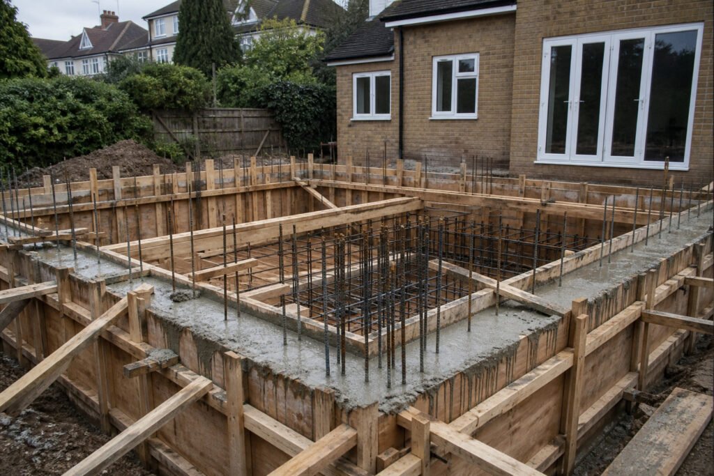 RC frame contractors Enfield — in-house formwork and basement pour, Southgate N14